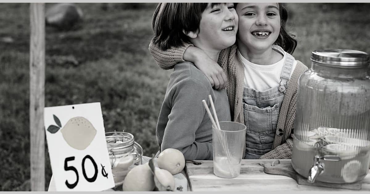 make money category page two kids selling lemonade